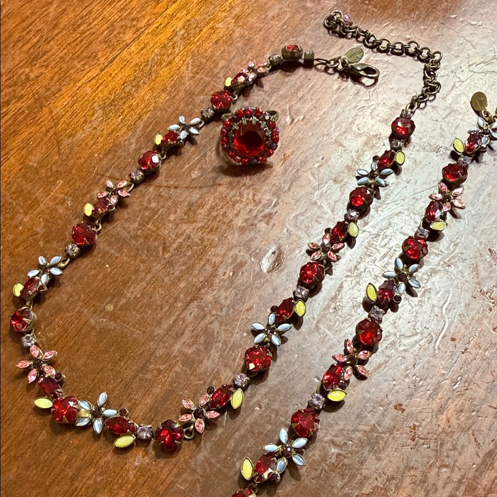 Sorrelli Red and Pink Gemstone Necklace Set